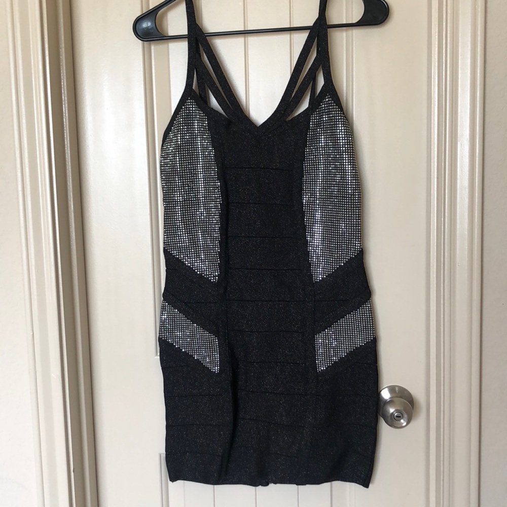 BEBE sparkle bandage dress